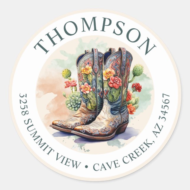 Southwestern Cowgirl Boots Return Address Label (Front)