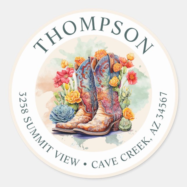 Southwestern Cowgirl Boots Return Address Label (Front)