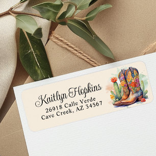 Southwestern Cowgirl Boots Return Address Label
