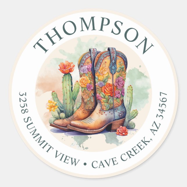 Southwestern Cowgirl Boots Return Address Label (Front)