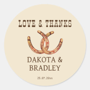 Southwestern cowgirl western thank you classic round sticker