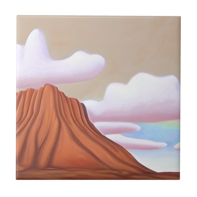 Southwestern Desert and Mesa Minimalist Art Tile (Front)