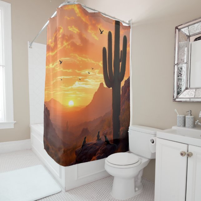 Southwestern Desert at Sunset Shower Curtain (In Situ)
