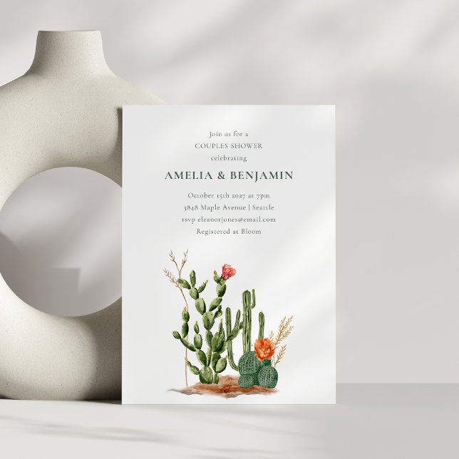Southwestern Desert Cactus Couples Shower Invitation (Creator Uploaded)