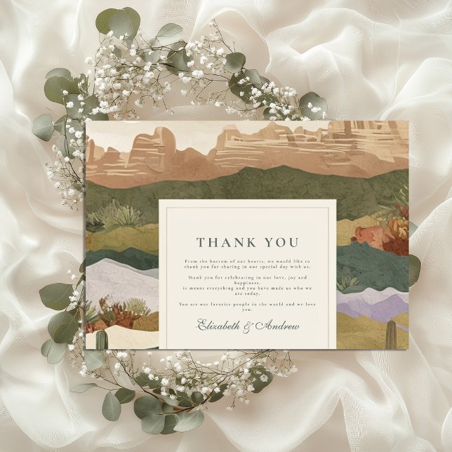 Southwestern Desert Cactus Landscape Wedding Thank You Card (Creator Uploaded)
