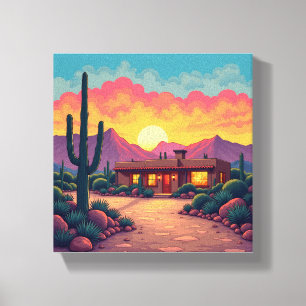 Southwestern Desert Home Beautiful Sunset Canvas