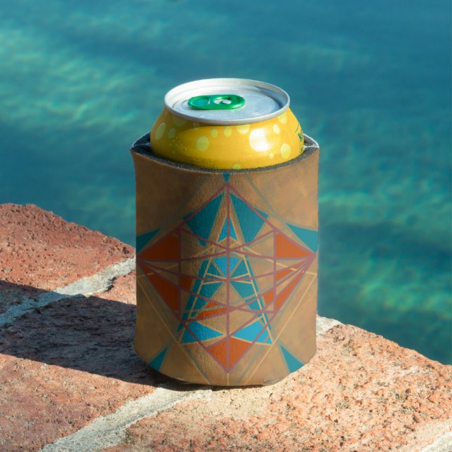 Southwestern Desert Indian Star Man Design Art Can Cooler (In Situ Pool)