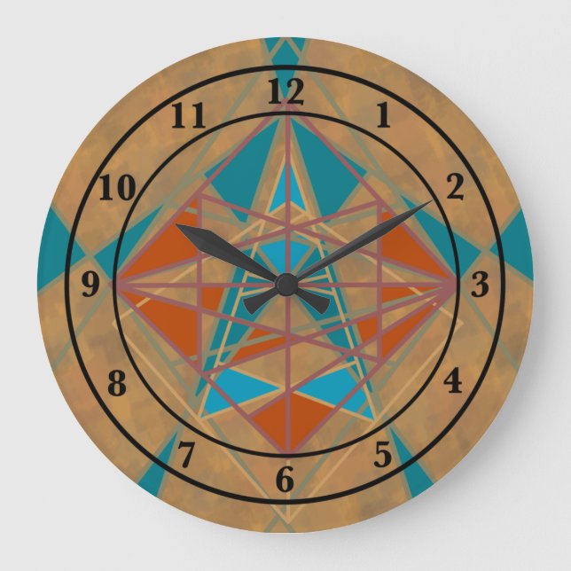 Southwestern Desert Indian Star Man Design Art Large Clock (Front)