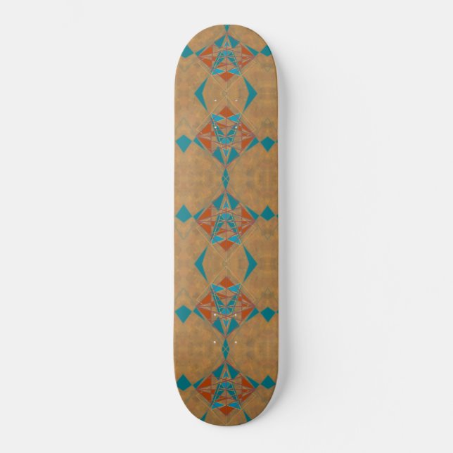 Southwestern Desert Indian Star Man Design Art Skateboard (Front)