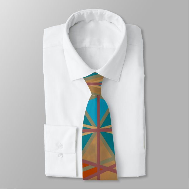 Southwestern Desert Indian Star Man Design Art Tie (Tied)