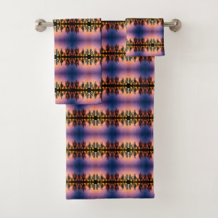 Southwestern Desert Landscape Cactus Sunrise Image Bath Towel Set