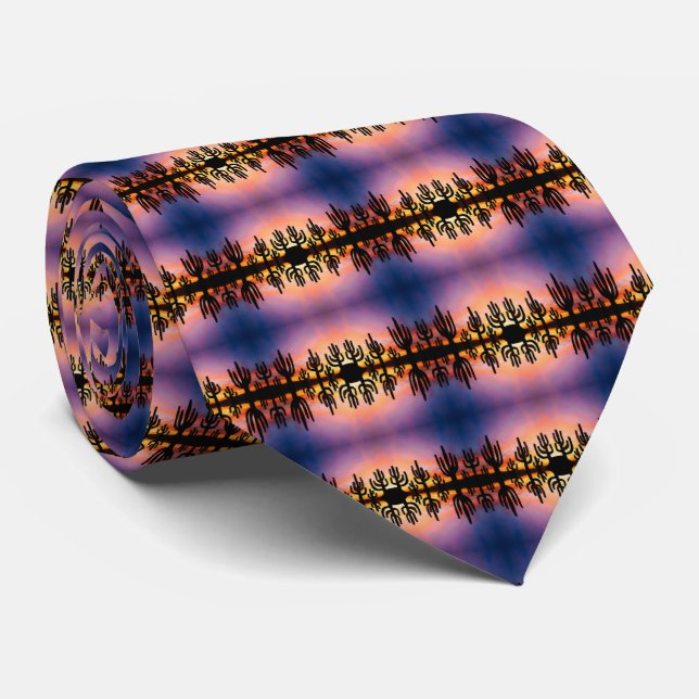 Southwestern Desert Landscape Cactus Sunrise Image Tie (Rolled)