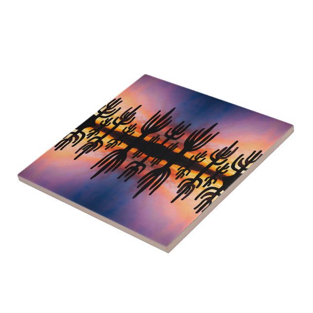 Southwestern Desert Landscape Cactus Sunrise Image Tile (Side)