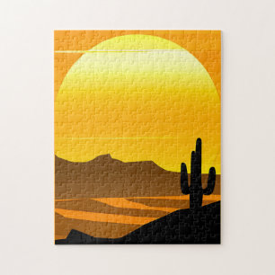 Southwestern Desert Sunset with Mesas Jigsaw Puzzle