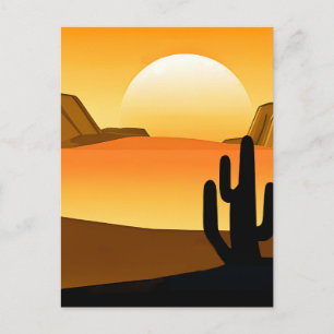 Southwestern Desert Sunset with Mesas Postcard