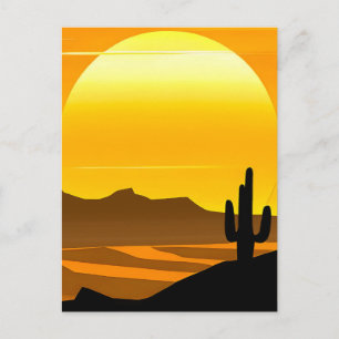 Southwestern Desert Sunset with Mountains Postcard
