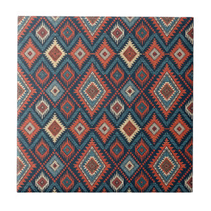 Southwestern Desert Tribe Geometric Textile Design Tile