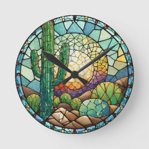 Southwestern Desert Wall Clock, 8" Round Acrylic Clock