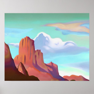 Southwestern Desert with Mountains Minimalist Art Poster