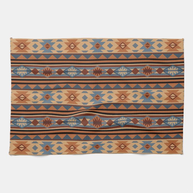 Southwestern Design Adobe Tan Grey Brown Tea Towel (Horizontal)