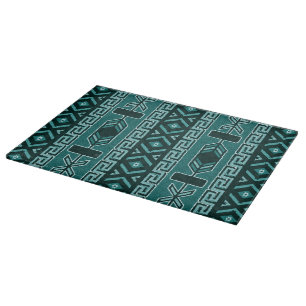 Southwestern Design Aztec Turquoise Tribal Pattern Cutting Board
