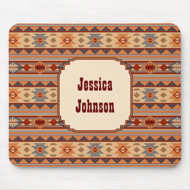 Southwestern Design Tan Monogram Mouse Mat (Front)