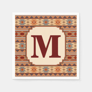 Southwestern Design Tan Monogram Napkin