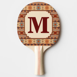 Southwestern Design Tan Monogram Ping Pong Paddle