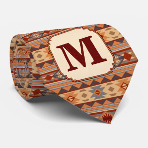 Southwestern Design Tan Monogram Tie