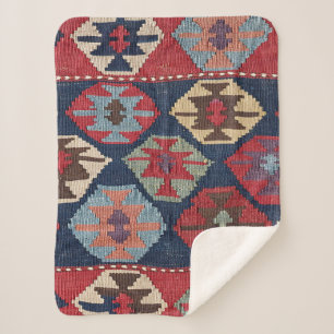Southwestern Diamond Colourful Ornate Sherpa Blanket