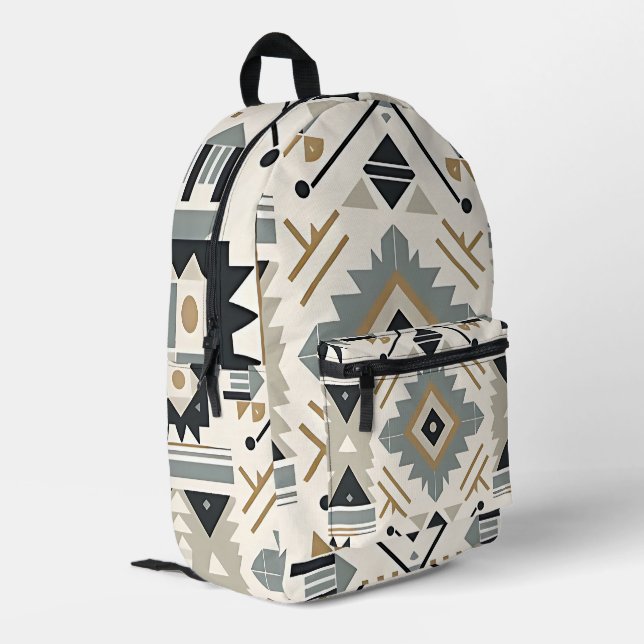 Southwestern Diamond Tribal Geometric Backpack (Back Corner Left)