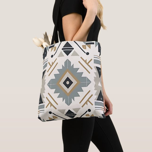Southwestern Diamond Tribal Geometric Tote Bag (Close Up)