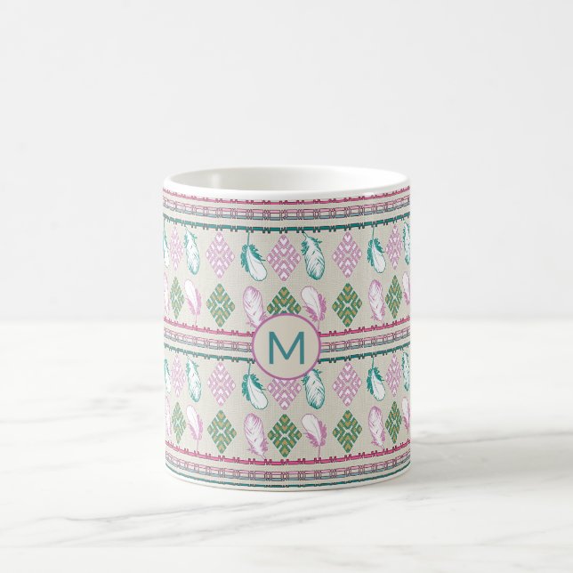 Southwestern ethnic feathers pattern. coffee mug (Center)