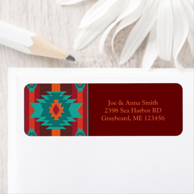 Southwestern ethnic geometric design label (Insitu)