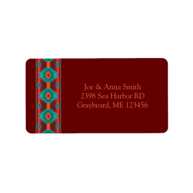 Southwestern ethnic geometric design label (Front)