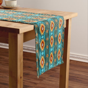 Southwestern ethnic geometric pattern. short table runner