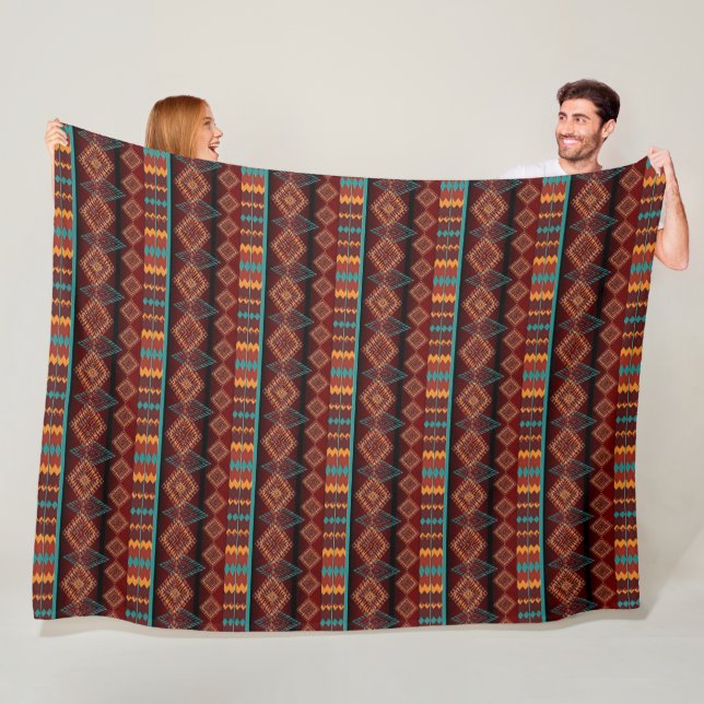 Southwestern ethnic native american pattern fleece blanket (In Situ)