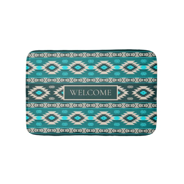 Southwestern ethnic tribal pattern. bathroom mat (Front)