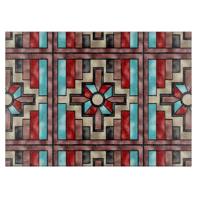 southwestern faux stained glass cutting board (Front)