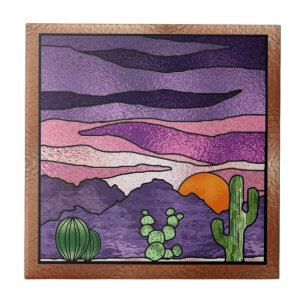 Southwestern faux stained glass decor tile