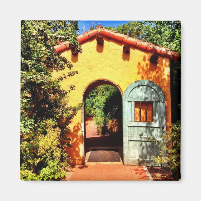 Southwestern Garden Arched Door Square Magnet (Front)