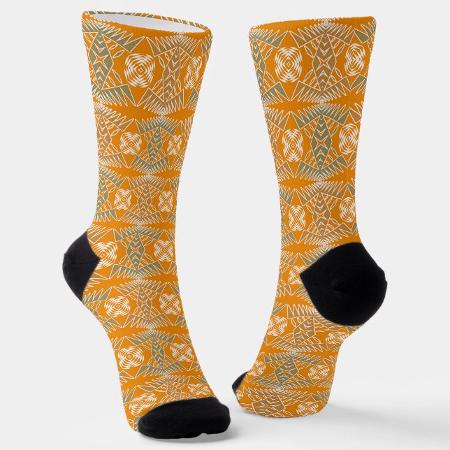 Southwestern geometric ethnic pattern socks (Angled)