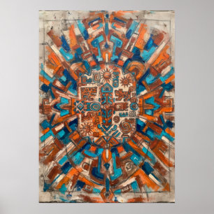 Southwestern Geometric Sun and Heritage Pattern Po Poster