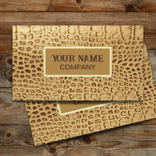 southwestern Gold brown Alligator Leather Business Card
