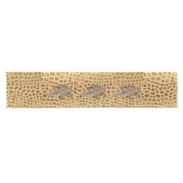southwestern Gold brown Alligator Leather Short Table Runner (Horizontal)