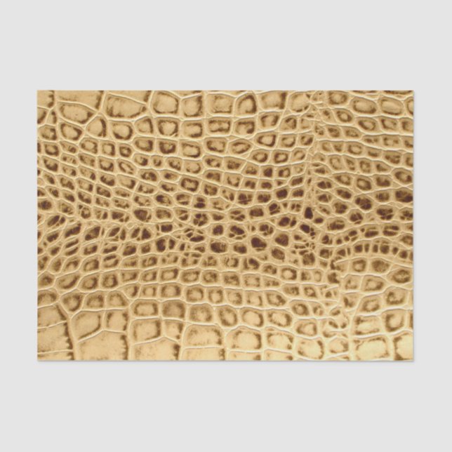 southwestern Gold brown Alligator Leather Tissue Paper (Front)
