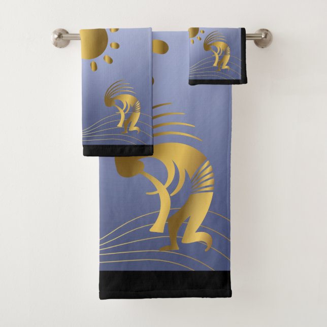 Southwestern Gold Kokopelli Towels (Insitu)