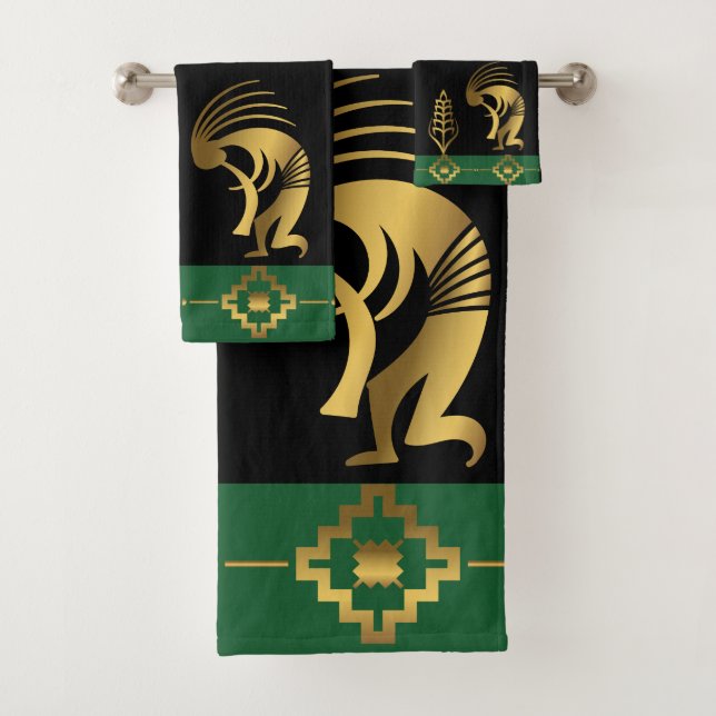 Southwestern Gold Kokopelli Towels (Insitu)