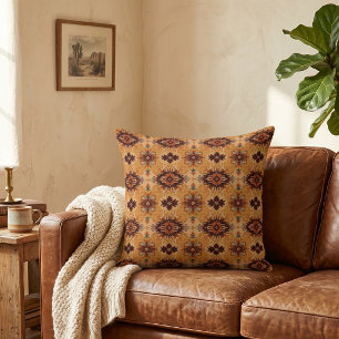 Southwestern Golden Geometric Cushion