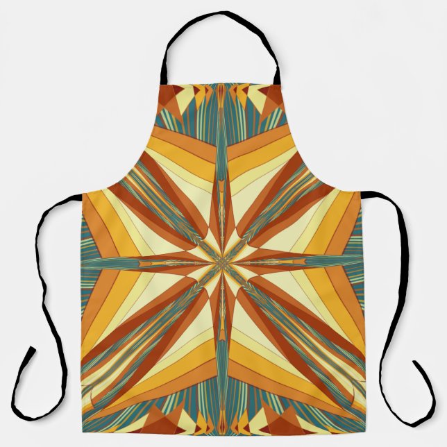 Southwestern Golden Sun Rays Indian Blanket Design Apron (Front)